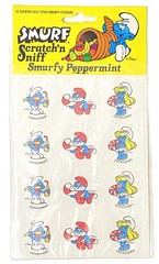1983 Vintage 12 Smurf Scratch’n Sniff Peppermint Scented Stickers Smurfette Peyo