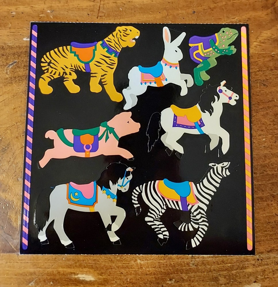 Mrs. Grossman Vintage Sticker Sheet ~ Julie Cohen Carousel Animals (1990). 6×6