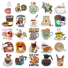 50pcs Coffee Stickers,Waterproof No Residue, 168