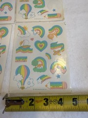 Vintage (4) Sheets Hallmark Sticker Lot 80s Rainbows Balloons Pencils Pastels
