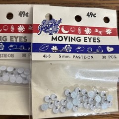 Vintage New Old Stock Googly Eyes Stickers 3 Sizes 5 Packages 3mm 5mm 40mm