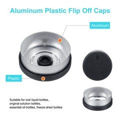 20mm Caps 100PCS Burr-Free Top Caps, Black/Silver