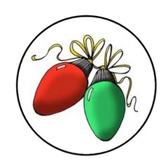 48 CHRISTMAS LIGHTS ENVELOPE SEALS LABELS STICKERS 1.2″ ROUND