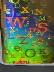 Retro Prism Hologram Alphabet Sticker Pair Vintage Rainbow Letters#12