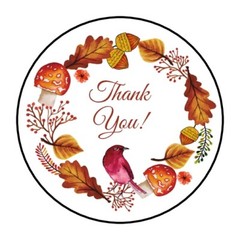 30 Thank You Envelope Seals Labels Stickers 1.5″ Round Fall Autumn