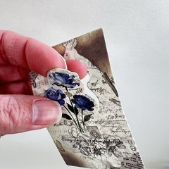 Vintage Style Blue Floral Cardstock Embellishments Junk Journal Collage