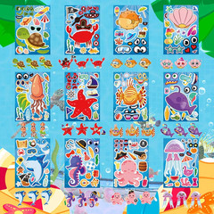 24 Sheets Make Your Own Sea Animals Stickers for Kids Toddlers, Make-A-Face Stic