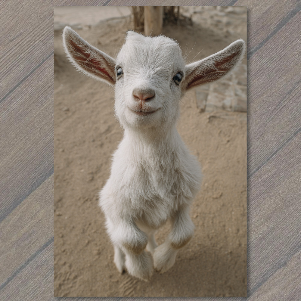 STICKER Farm Baby Goat Adorable Closeup Cute Straw Barnyard Sweet Face