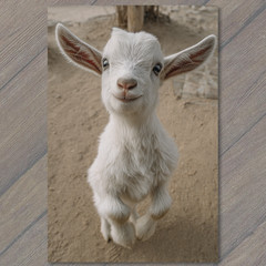 STICKER Farm Baby Goat Adorable Closeup Cute Straw Barnyard Sweet Face