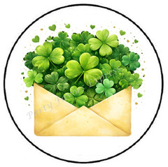 ENVELOPE OF SHAMROCKS ST PATRICKS ENVELOPE SEALS LABELS STICKERS PARTY FAVORS