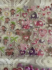 Valentines Day Holiday Sticker Lot 7 Packs Monkeys Hearts Candy Love NOS