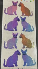 Rare Vintage Stickers NIP Sandy Lion Mother Of Pearl Opal Iridescent Kitty Cats