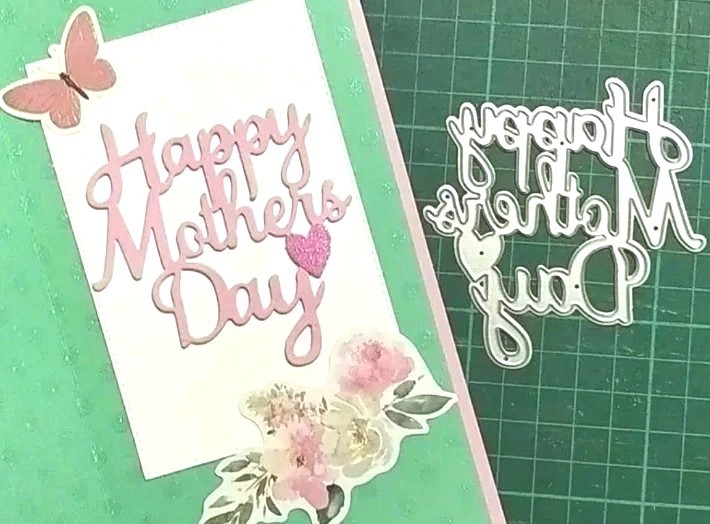 Happy Mothers Day Script Words Die Cut Greeting Card Making Scrapbooking Mom