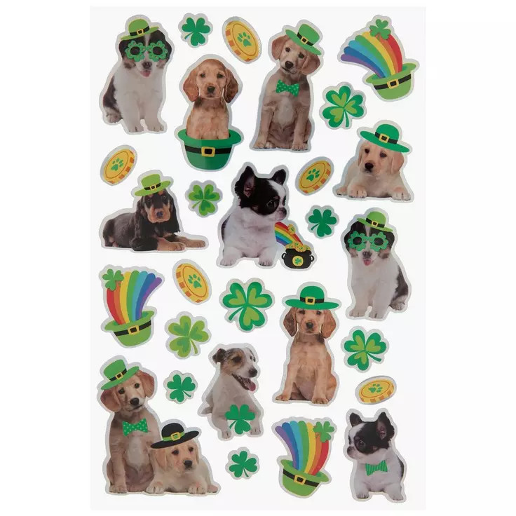 1 Sheet St. Patrick’s Day Shamrock Puppy Dog Rainbow Stickers Planner Craft