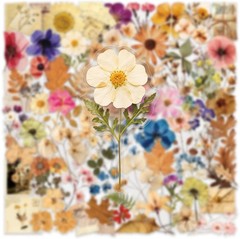 100pcs Vintage Floral Stickers Transparent Waterproof Scrapbook Journal Decals