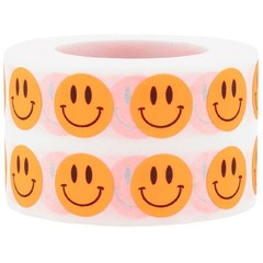 1/2″ Inch Small Fluorescent Orange Happy Face Labels, 1,000 Total Adhesive St…