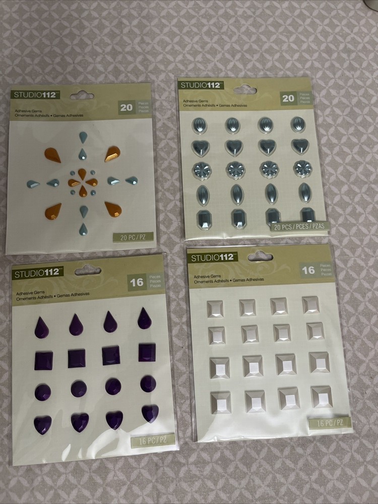 Studio 112 Gems Stickers assorted Shapes & Colors Lot Of 4 (72) Stickers