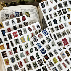 181Pcs / 4 Sheets English Alphabet Number Symbol Label Sticker Pack Vintage Scra
