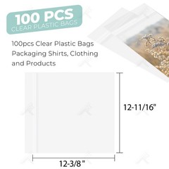 , Pack of 100, Acid-Free 12 11/16 X 12 3/8 inches Crystal Clear Sleeves Stora…