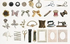 Retro Style 30-Piece Pack Sewing Ephemera Cutouts Journaling Crafts Scrapbooking