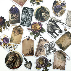 Vintage Style Horse Rose Tag Stickers Romantic Scrapbooking Junk Journal Collage