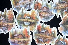 cabin at the lake washi sticker | lakefront cabin Autumn themed die-cut stickers