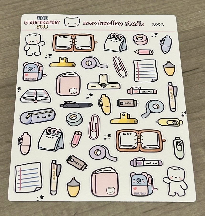 NEW Marshmallow Studio The Stationery One Sticker Sheet MMS Stickers