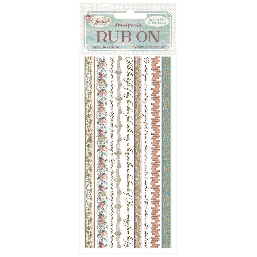 Stamperia Rub-ons 4″ x 8.5″ – Venice City of Art stripes, DFLRB171
