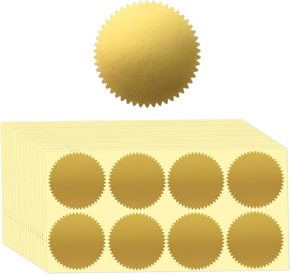 200 Pcs 2 Inch Embossing Stickers Gold Metallic Seals Certificate Sealing