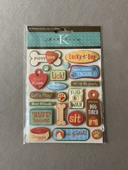 Dog Themed 3 Dimensional Stickers-Sheet: 6” X 4 3/4” & Includes 13 Stickers, New