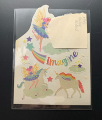 UNICORN PEGASUS FAIRY RAINBOW IMAGINE STARS FANTASY vintage sticker decal 1982