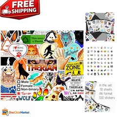 100pc Therian Stickers – Waterproof Vinyl Decals for Laptops & Water Bottles