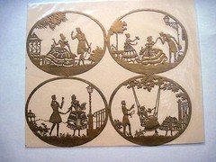 Vintage Gold Scrap booking Embellishments w/ 1800’s Man Courting Woman *