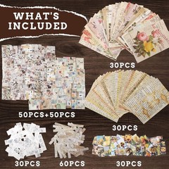 300PCS Vintage Scrapbooking Supplies Scrapbook Paper Journaling Kit Aesthetic De