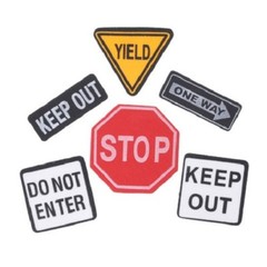 MINIATURE CRAFT TRAFFIC SIGNS FOAMIES STICKERS 42 PC PKG FAIRY GARDEN PEEL STICK