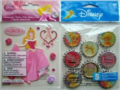 DISNEY PRINCESS LOT OF 4 Stickers EK Success NEW Ariel Aurora Tinker Bell Bottle