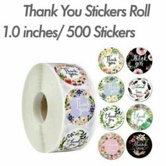 4 Roll of 2000pcs 1inch Assorted Floral Thank You Stickers Round Sealing Labels