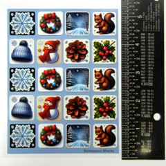 Winter Snowflakes Wreaths Snowmen Squirrels Hats Pinecones Square Sticker Sheet
