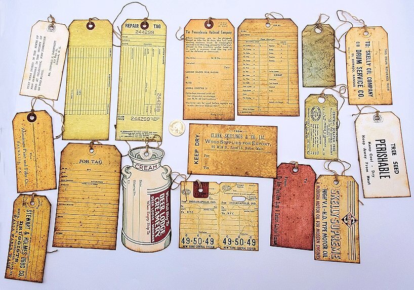 17-Vintage-Ephemera-Fussy Cut-Shabby-Handmade-Junk Journal-Scrapbook-Hang Tags