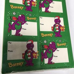 Vintage Hallmark Stickers 90s Barney Purple Dinosaur Christmas Gift Tags Crafts