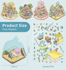 12 Sets DIY 3D Sticker Scene for Kids, Fun DIY Sticker Scene Make Your Own Mini