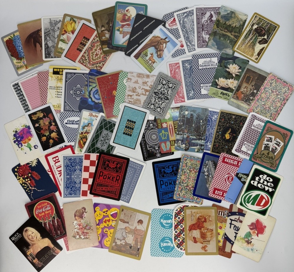 Mixed Lot 70 Random Playing Cards Ephemera Junk Journal Paper Craft Most Vintage