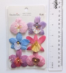 Pink Purple Orchids Fabric Flowers Scrapbooking Embellishments By Recollections