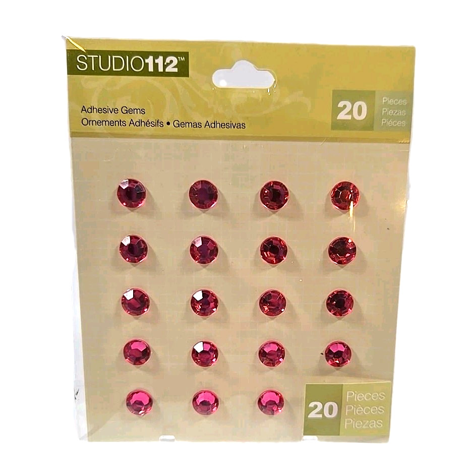 Studio 112 Adhesive Gem Stickers 20 Count Pink New Crafting Scrapbooking