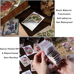 300 Pcs Scrapbook Washi Stickers,Vintage Flower Butterfly Botanical Sticker Book