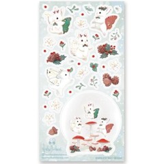 Winter Bunny Stickers – Fantasy White Rabbit Sticker Sheet – Christmas Crafts