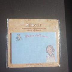2 New Korean Vtg Paper Doll Mate Memo Pad 30 Sheet 7.5 x 5cm Stickers Blue Bird
