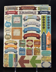 Chipboard Stickers 24 Sheets Alphabet, Border, Tags, Shape 6 Pcs Missing of 100s