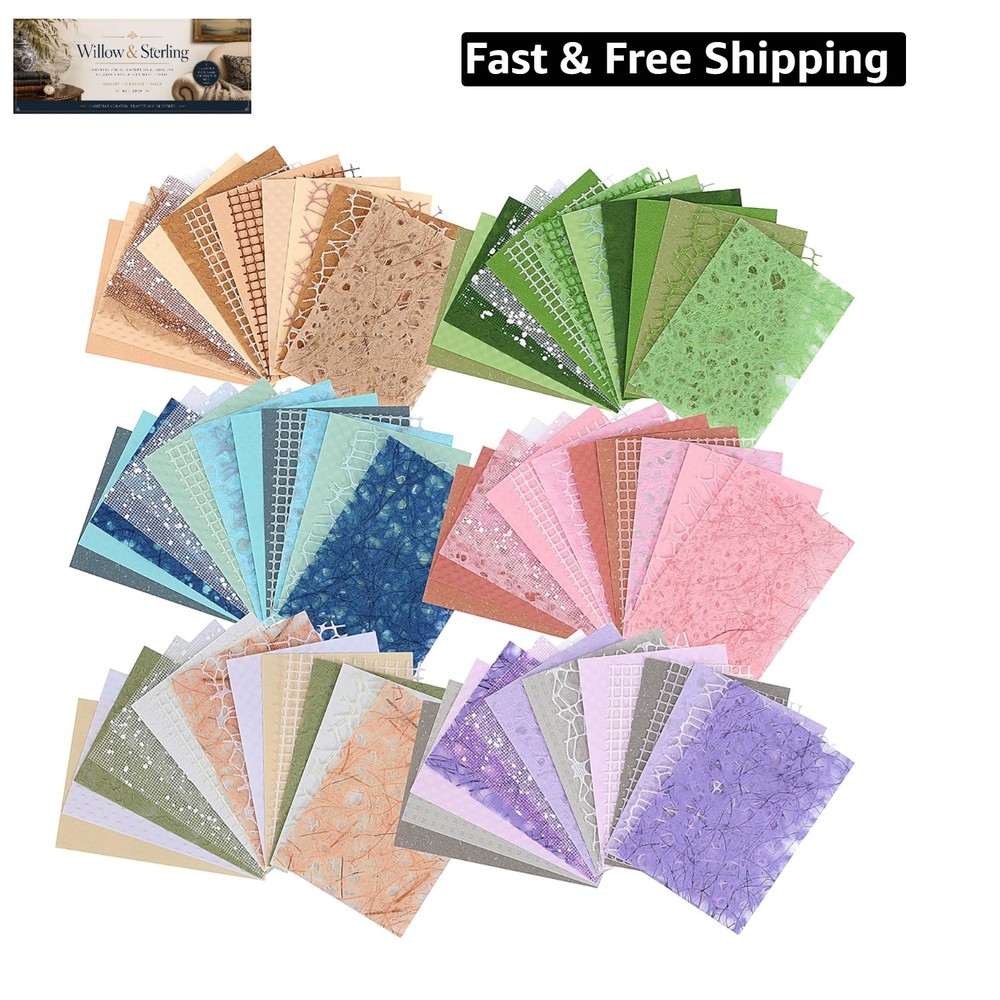 96 Sheets Scrapbook Supplies & Junk Journal Supplies Set – Textured Paper & M…