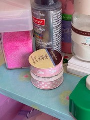 Huge Lot( 50) Scrapbooking/craftbox/Sticker/Glitter/Ribbon/Glue gun/pinks/pastel